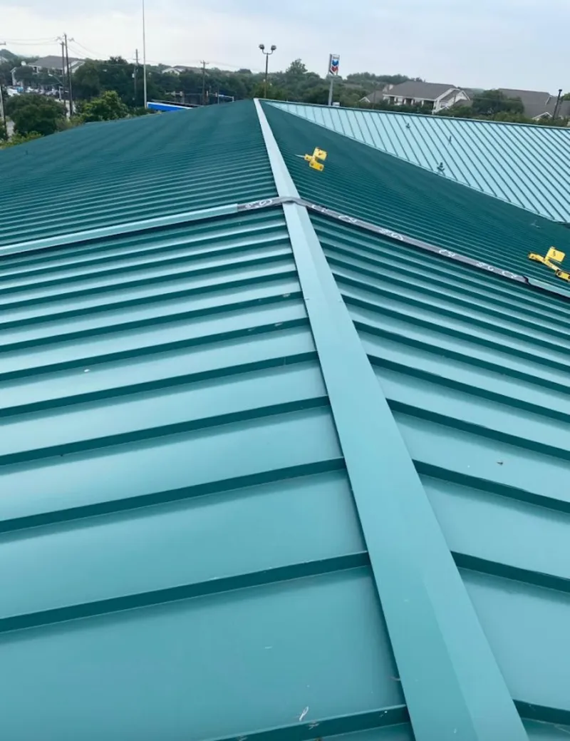 Green commercial metal roof ridge and valley for Metal Roof Repair in Winterville